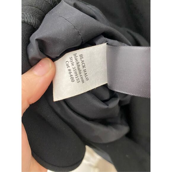 Black Halo Flutter-Sleeve Dress, Black Pencil Dress, Size 12, MSRP $390 - Picture 6 of 10